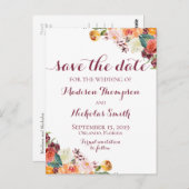 Herfst Flower Save the Date Briefkaarten, Sinaasap Briefkaart (Voorkant / Achterkant)