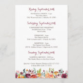 Herfst Flower Wedding Hotel Welcome Cards, Oranje Programma (Achterkant)