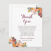 Herfst Flower Wedding Place instellen Dank u kaart (Voorkant / Achterkant)