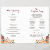 Herfst Flower Wedding Program Booklets, Oranje roz Flyer (Achterkant)