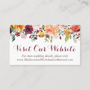 Herfst Flower Wedding Website Insert-kaarten, Oran Visitekaartje