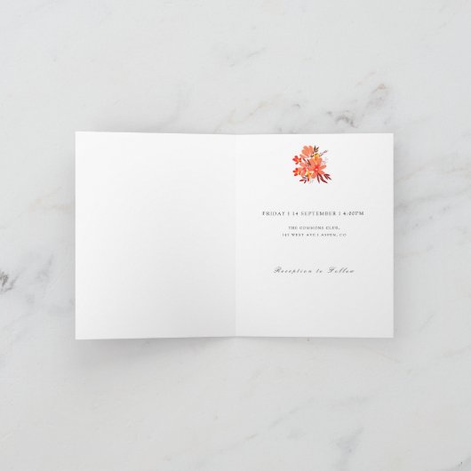 Herfst Flowers and Leafs Wedding Invitation (Binnen)