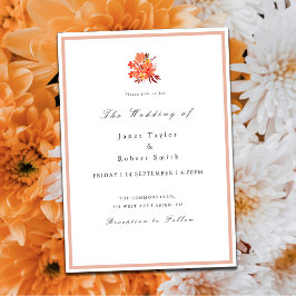 Herfst Flowers and Leafs Wedding Invitation Kaart