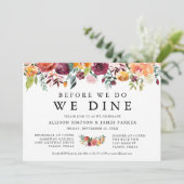 Herfst Flowers Boho Rehearsal Dinner Invitation Kaart (Staand voorkant)