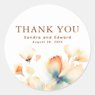 Herfst Flowers Elegant Bedankt Ronde Sticker