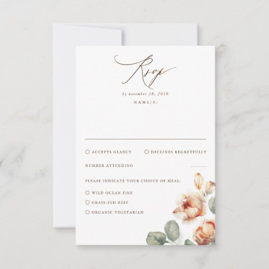 Herfst Flowers Elegant Wedding RSVP (Voorkant)