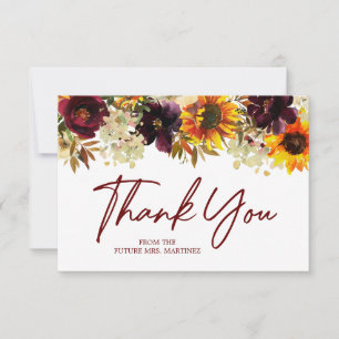 Herfst Flowers Sunflower Roos Vrijgezellenfeest Bedankkaart