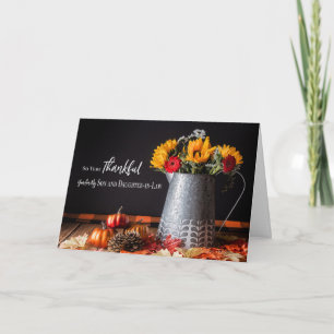 Herfst Flowers Thanksgiving Zoon en vrouw Kaart