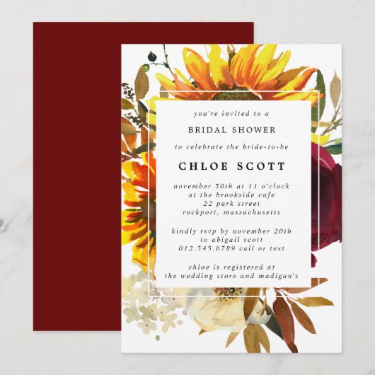 Herfst Flowers Vrijgezellenfeest Kaart (Voorkant / Achterkant)