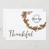 Herfst Foliage business logo Thanksgiving Dankbaar Bedankkaart (Voorkant / Achterkant)
