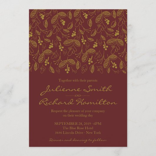 herfst Foliage Elegant Fall Wedding Kaart (Voorkant)