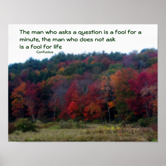 Herfst Foliage Field Confucius Inspirerend Quote Poster (Voorkant)