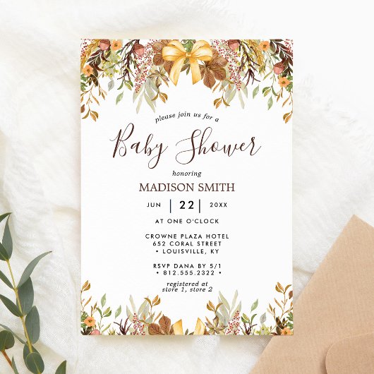 Herfst Foliage Floral Gender Neutraal Baby shower Kaart