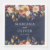 Herfst Foliage herfst kleuren marineblauw bruiloft Servet (Voorkant)