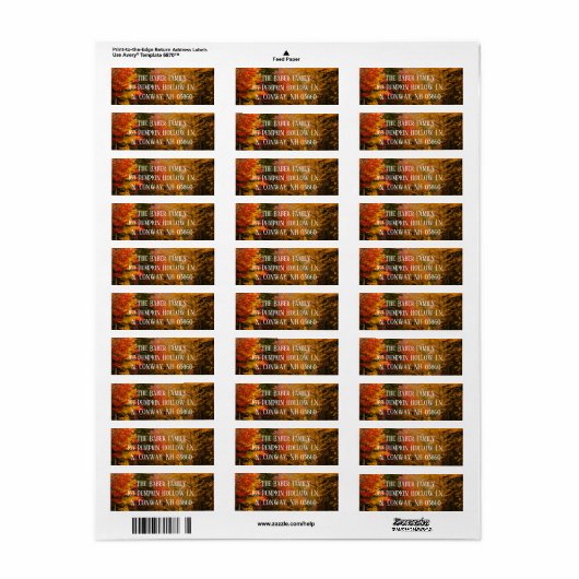 Herfst Foliage Return Label (Full Sheet)