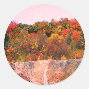 Herfst Foliage Rock Cliff Natuur Ronde Sticker