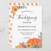 Herfst Foliage Sunflower Pumpkin Thanksgiving Kaart (Voorkant / Achterkant)