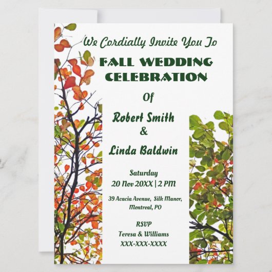 Herfst Foliage Wedding Uitnodiging (Voorkant)