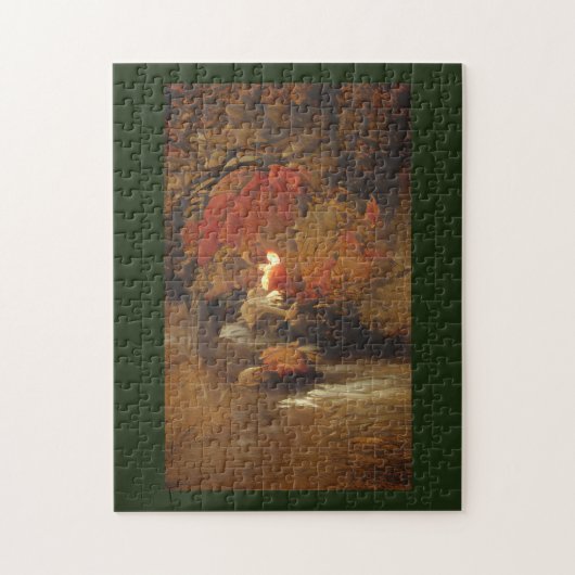 Herfst foliën abstracte kunst olijfgroene achtergr legpuzzel (Verticaal)
