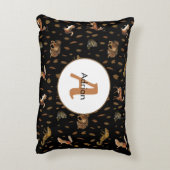 Herfst Forest Animals Autumn Leaves Monogram Accent Kussen (Achterkant (Verticaal))
