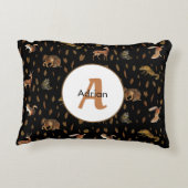 Herfst Forest Animals Autumn Leaves Monogram Accent Kussen (Achterkant)