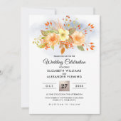 Herfst Forest | Autumn Bouquet Waterverf Wedding Kaart (Voorkant)