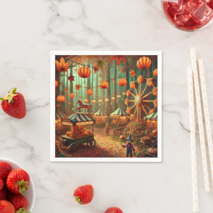 Herfst Forest Scarecrow Fairground Découpage Serve Servet