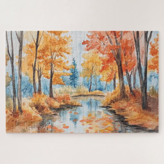 Herfst Forest Stream Puzzel Legpuzzel (Horizontaal)