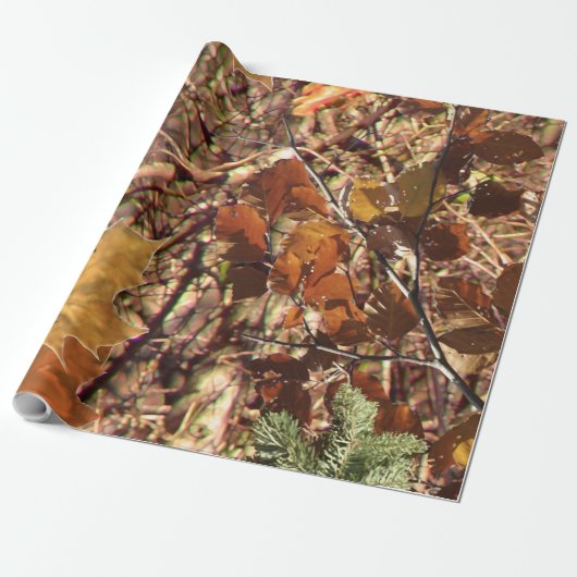 Herfst Forest Struik Camouflage Cadeaupapier (Uitgerold)
