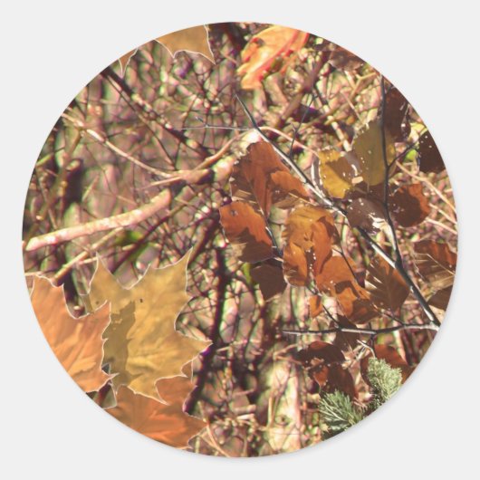 Herfst Forest Struik Camouflage Ronde Sticker (Voorkant)