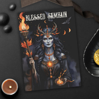 Herfst Forest zegende Samhain nacht heidense heks Kaart