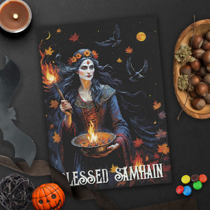 Herfst Forest zegende Samhain nacht heidense heks Kaart