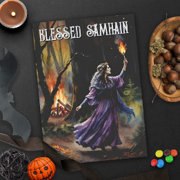 Herfst Forest zegende Samhain nacht heidense heks Kaart