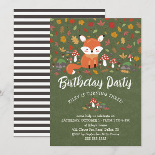 Herfst Fox Kinder Woodland Birthday Party Kaart