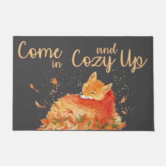 Herfst Fox komt in Cozy op Cute Welkom Deurmat (Voorkant)