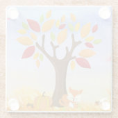 Herfst Fox met pomkin Glazen Onderzetter (Achterkant)