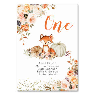 Herfst Fox Ze is een Wild One Birthday Table Numbe Kaart