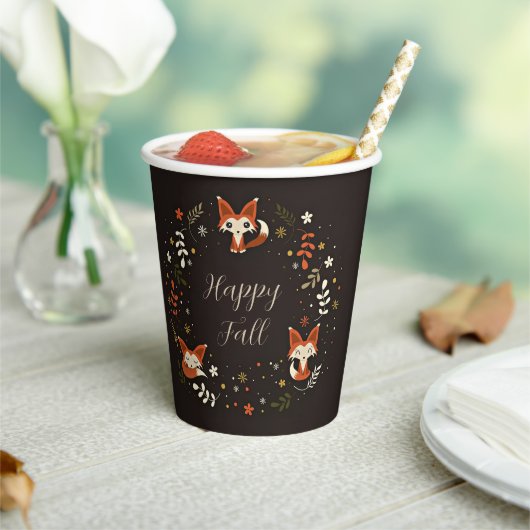 Herfst Foxes met aanpasbare tekst Papieren Bekers (Insitu)