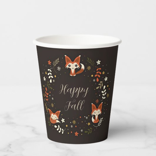 Herfst Foxes met aanpasbare tekst Papieren Bekers (Voorkant)
