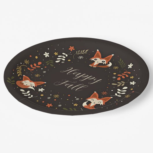 Herfst Foxes met aanpasbare tekst Papieren Bordje (Gekanteld)
