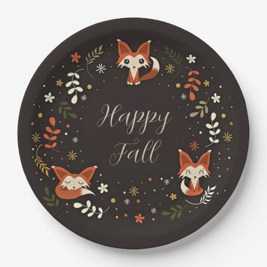 Herfst Foxes met aanpasbare tekst Papieren Bordje (Voorkant)