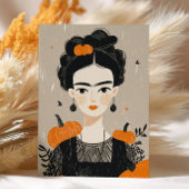 Herfst Frida Kahlo Illustratie Schattige Halloween Briefkaart
