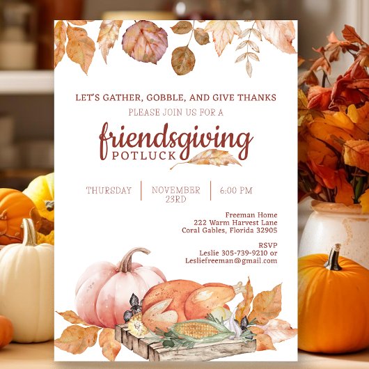 Herfst Friendsgiving-dineruitnodiging Kaart