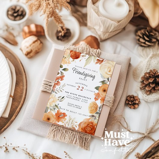 Herfst Friendsgiving Thanksgiving Feest Kaart