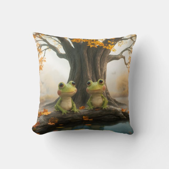 Herfst Frogs Sierkussen (Voorkant)