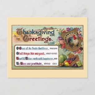 Herfst Fruits en Turkije Thanksgiving Feestdagenkaart