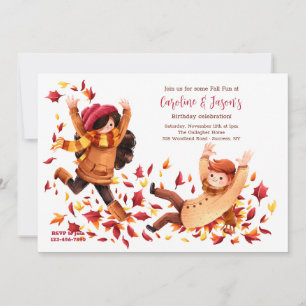 Herfst Fun Kids Verjaardagsfeestje Kaart