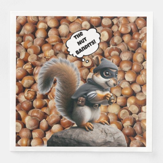 Herfst Funny Squirrel Bandit Paper Napkin Servet (Voorkant)