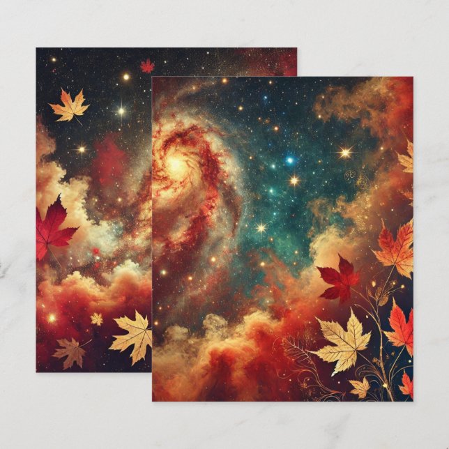 Herfst Galaxy Nebula Douche Scrapbook Papier (Voorkant / Achterkant)