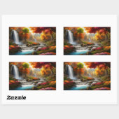 Herfst gebladerte bij de waterval rechthoekige sticker (Vel)